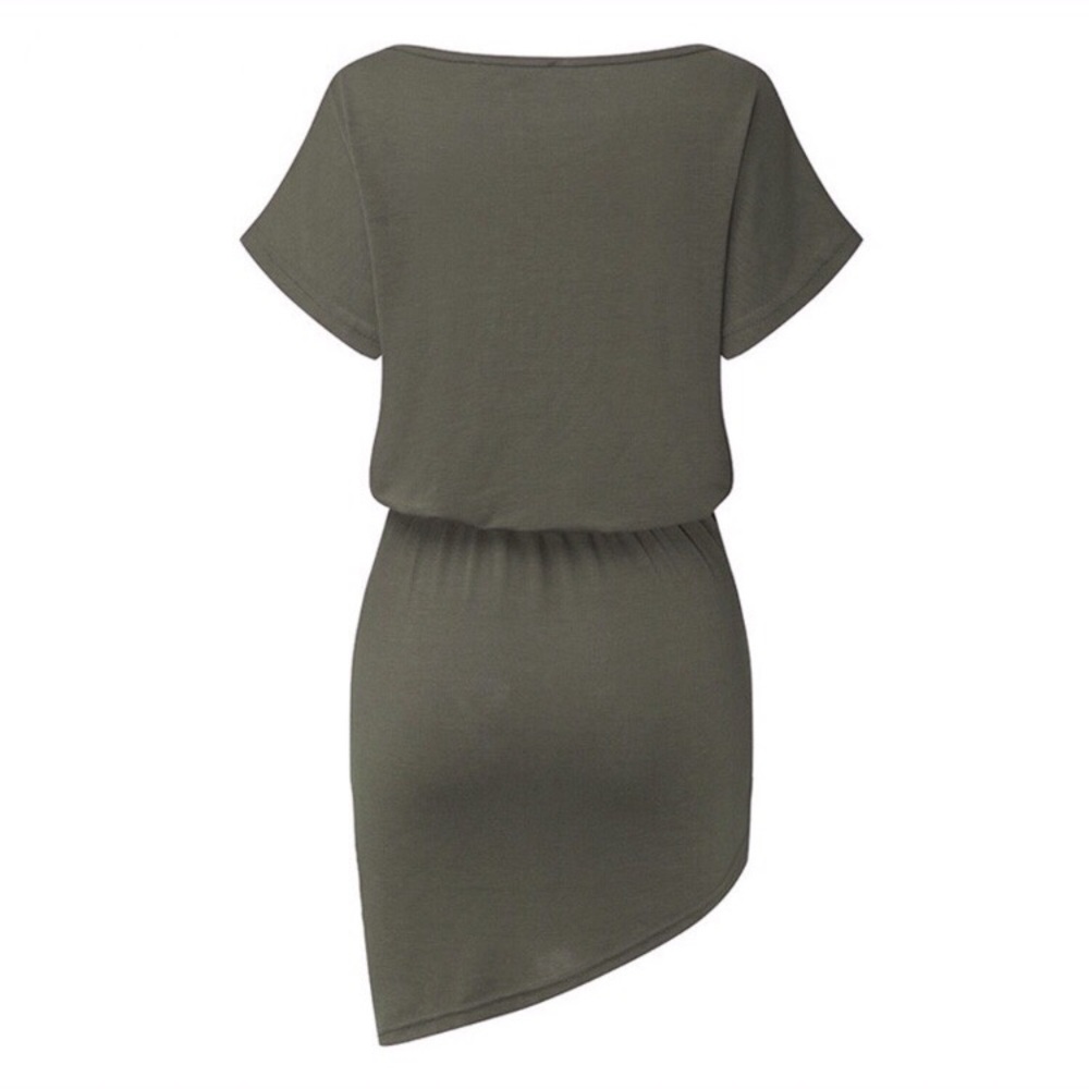 LAST ONE - MEDIUM Tie Front Mini Dress - Green - Picture 2 of 5